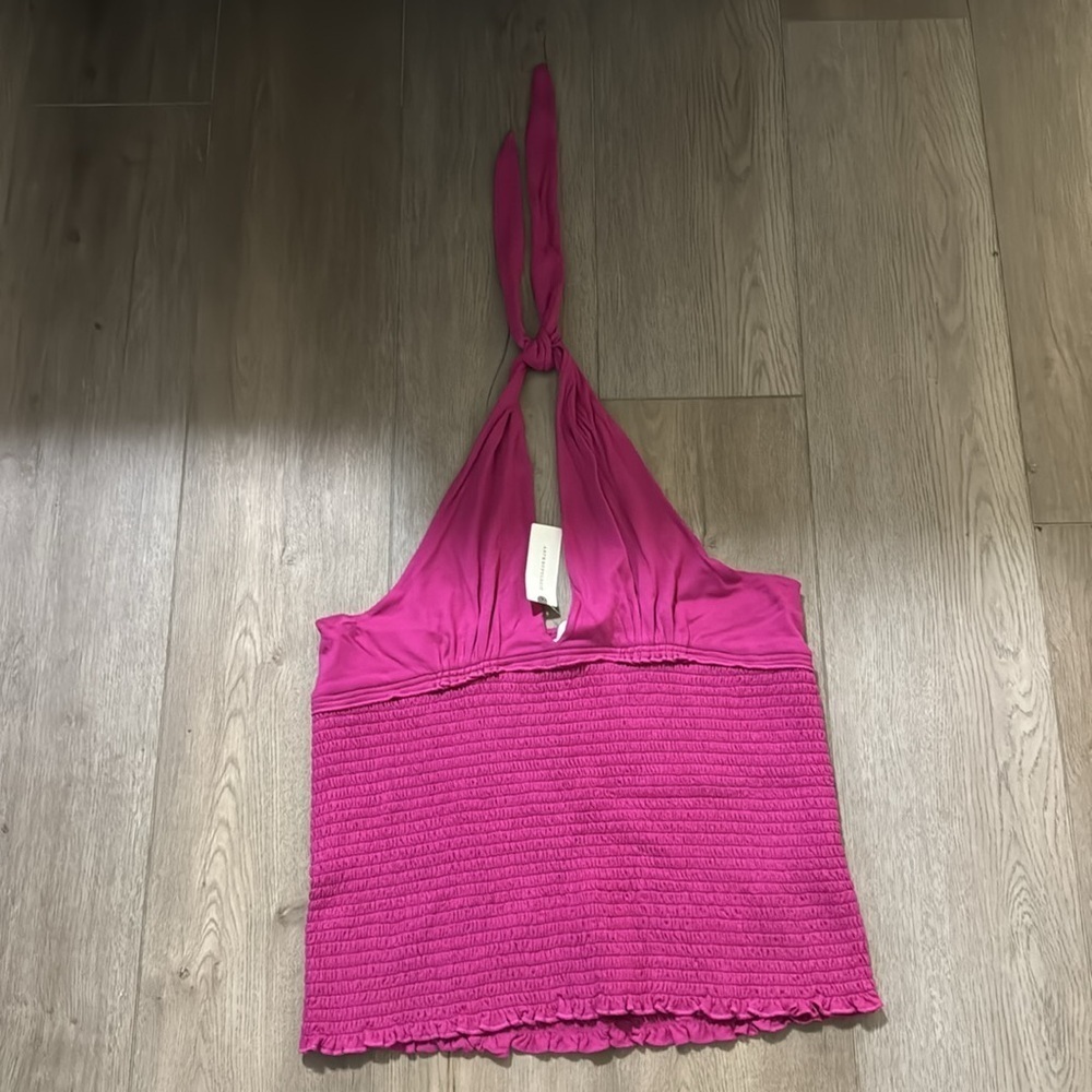 NWT! Anthropologie Raspberry The Danika Smocked Halter Tank - Size XL 💎 - Picture 6 of 7